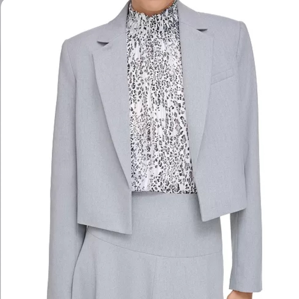 CALVIN KLEIN Women’s Grey Cropped Open-Front Jacket Size 6
